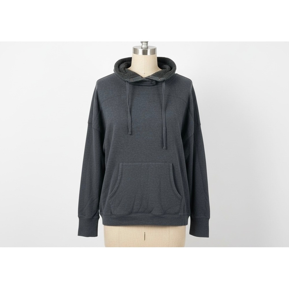 Ideology Womens Sherpa Lined Funnel Neck Hoodie Gray Medium